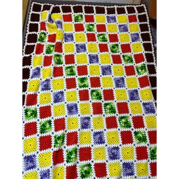 Handmade Crochet Granny Blanket Multicolor Throw Afghan 60"x 90" Fall Colors - Picture 2 of 5